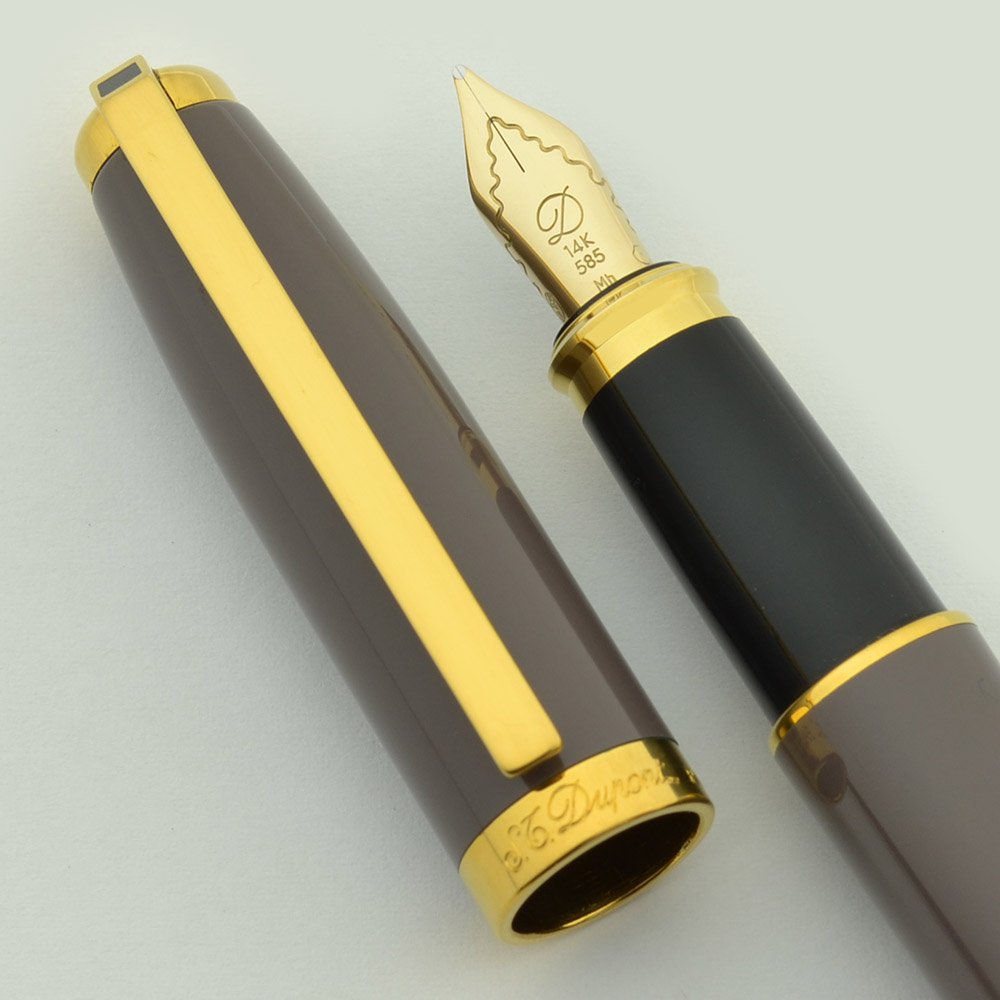 ST Dupont Fidelio Fountain Pen - Gray Lacquer, GP Trim, Mh 14K Nib